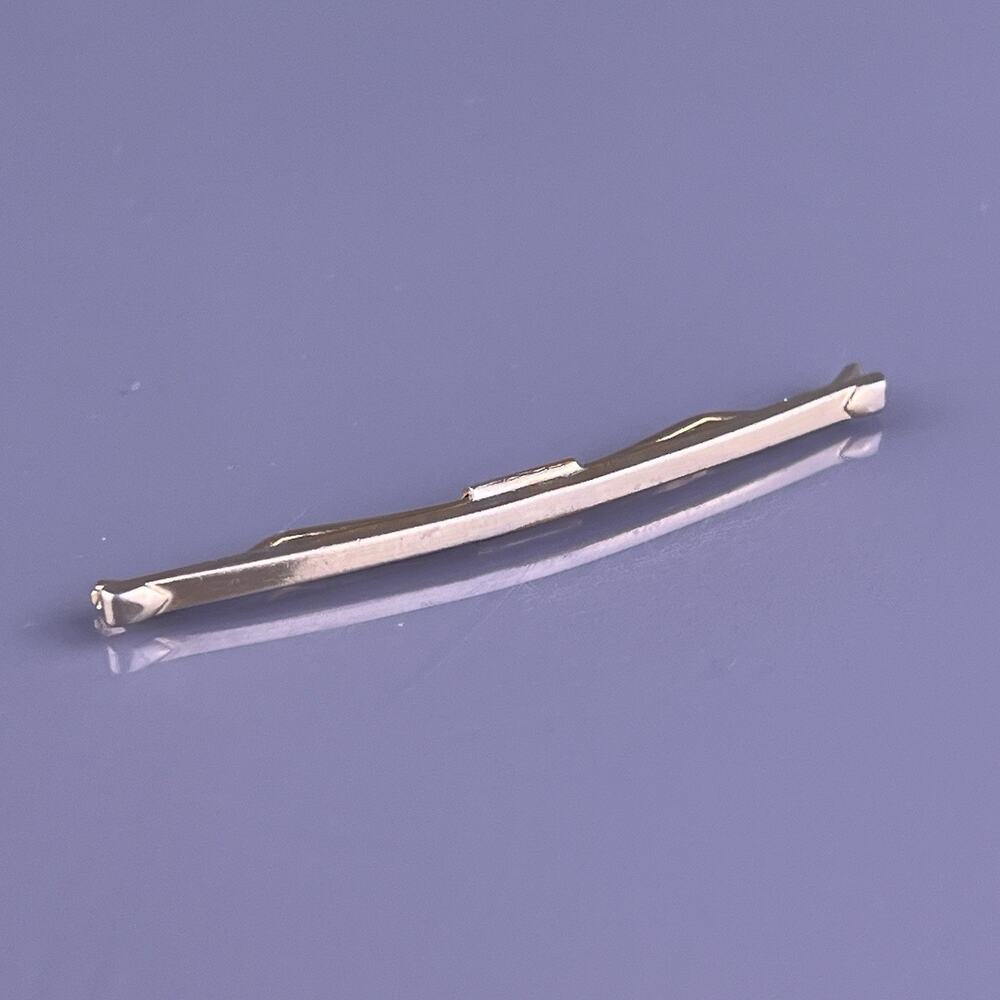 Retro Triangle Dot Ends Gold Tone Tie Collar Bar Formal Simple 2" Wide Vintage